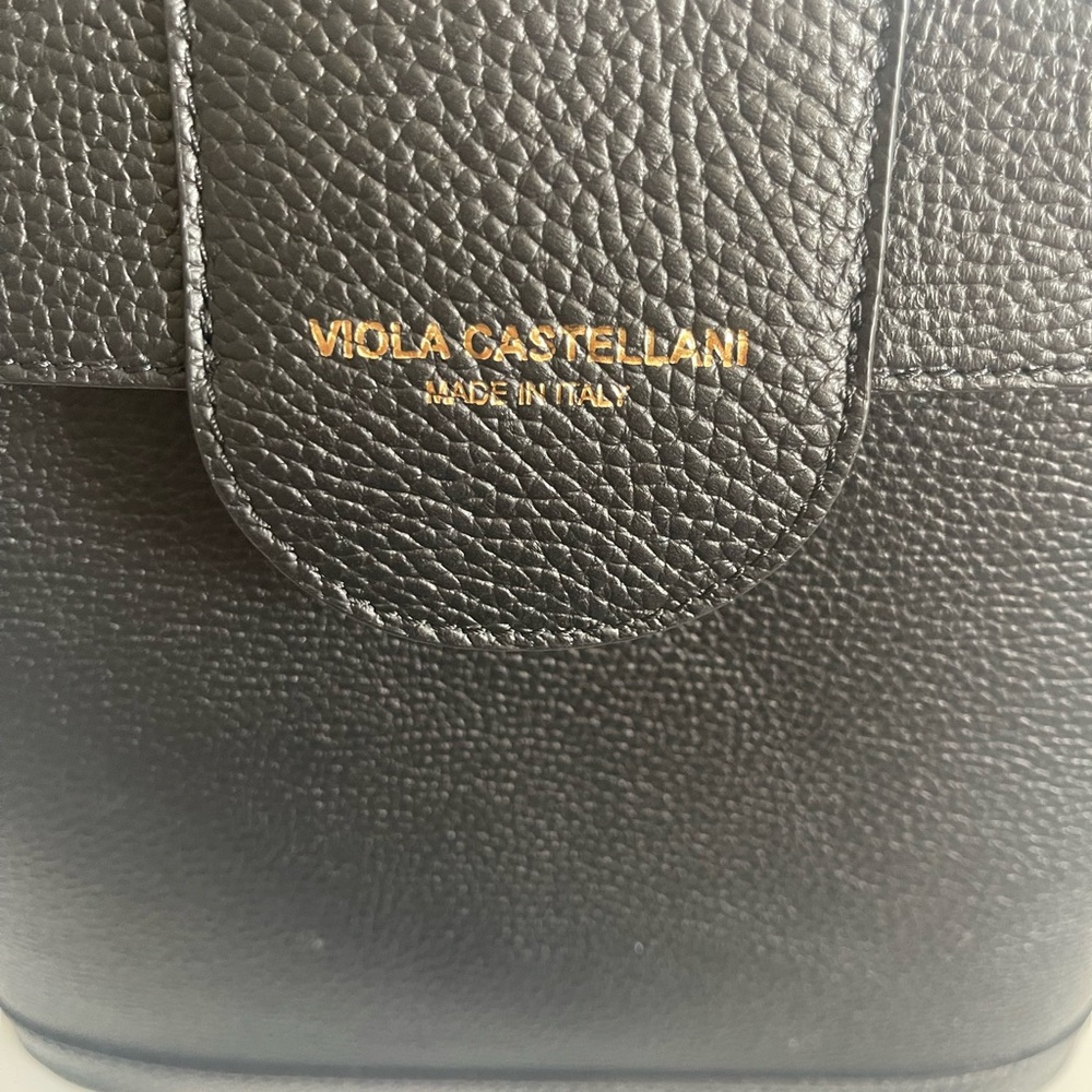 VIOLA CASTELLANI  beautiful Italian Black Leather Backpack Bag NWT. - Picture 2 of 8